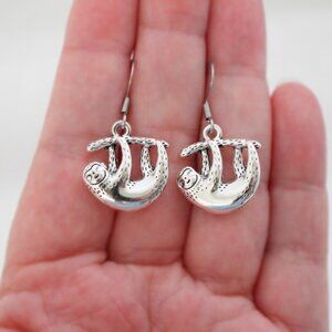 Silver Sloth Earrings - Handmade & Hypoallergenic